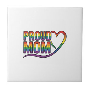Azulejo Orgullosa Mamá Corazón Arcoíris Diseño de Grabado
