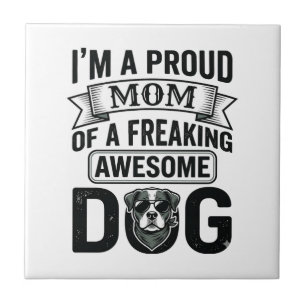 Azulejo Orgullosa Mamá Perro Diseño Vectorial de Grabado V