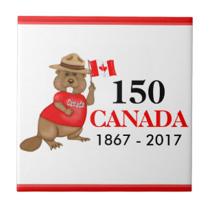 Azulejo Orgulloso castor canadiense 150 años
