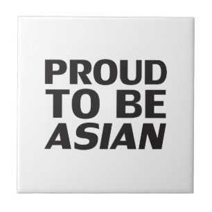 Azulejo Orgulloso de ser asiático, blanco negro
