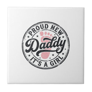 Azulejo Orgulloso Nuevo Papá Es una Niña Revelación Vintag