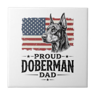 Azulejo Orgulloso padre Doberman bandera vintage diseño ve