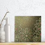 Azulejo Oriental Luxury Indian Gold Jewled Floral Mandala<br><div class="desc">Exquisito diseño cerámico de azulejos de lujo,  con intrincadas mandalas florales adornadas con falsos acentos dorados y complementadas con cautivadoras piedras preciosas rojas.</div>