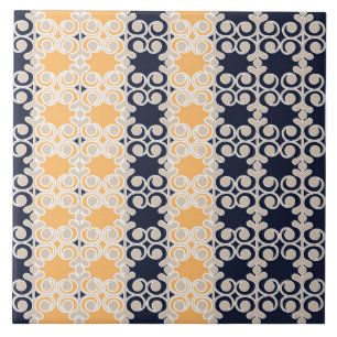 Azulejo Ornamental, enredaderas, líneas, patrón, azul mari