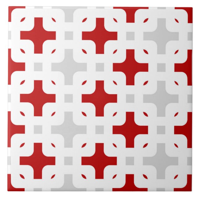 Azulejo Ornamental, moderno, burdeos, blanco, gris claro (Frente)