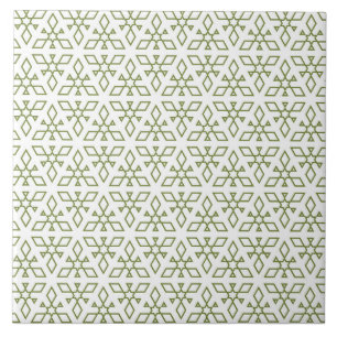 Azulejo Ornamental, verde oliva, blanco, patrón, hexagram
