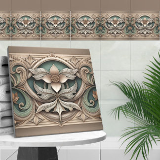 Azulejo Ornamento Art Nouveau de frontera floral