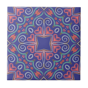 Azulejo Ornamento azul púrpura Tile cerámico