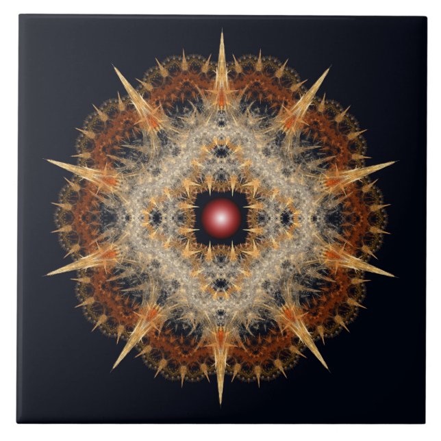 Azulejo Ornamento de la estrella de pino fractal (Frente)