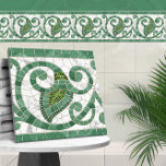 Azulejo Ornamento de mármol floreciente de mosaico verde y<br><div class="desc">Ornamento de mármol floreciente de mosaico verde y blanco</div>