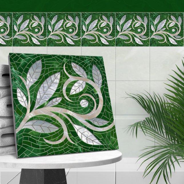 Azulejo Ornamento de Mosaic Leaf Swirl (Subido por el creador)
