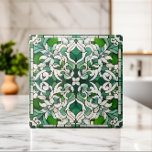 Azulejo Ornamento de mosaico floral oriental<br><div class="desc">Ornamento de mosaico floral oriental - tonos verdes</div>