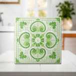Azulejo Ornamento de mosaico floral oriental<br><div class="desc">Ornamento de mosaico floral oriental - tonos verdes</div>