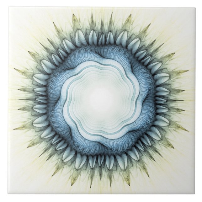 Azulejo Ornamento floral azul giratorio (Frente)