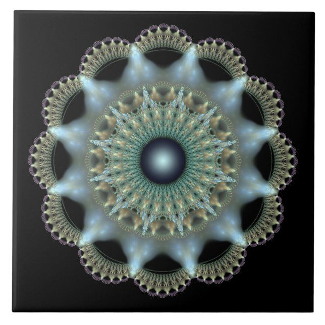 Azulejo Ornamento fractal de estrella brillante (Frente)