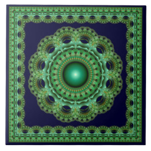 Azulejo Ornamento fractal enmarcado espellizante