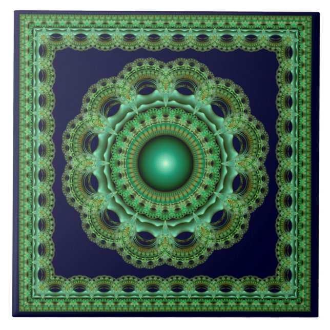 Azulejo Ornamento fractal enmarcado espellizante (Frente)