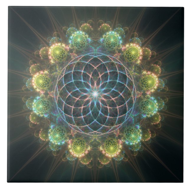 Azulejo Ornamento fractal floral (Frente)