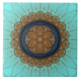 Azulejo Ornamento fractal floral rojo