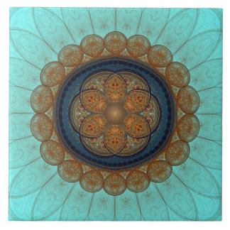 Azulejo Ornamento fractal floral rojo