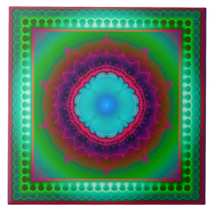 Azulejo Ornamento fractal luminoso colorido