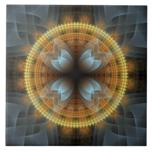 Azulejo Ornamento fractal redondo de hadas