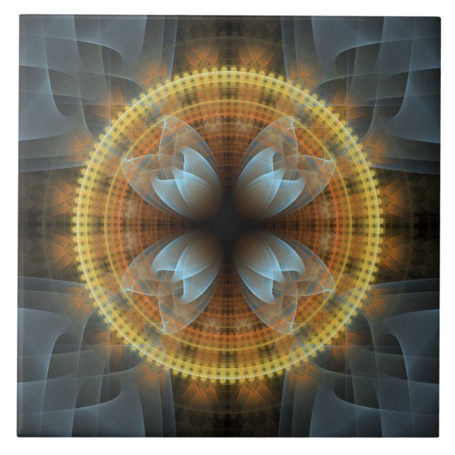 Azulejo Ornamento fractal redondo de hadas (Frente)