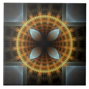 Azulejo Ornamento fractal redondo de hadas