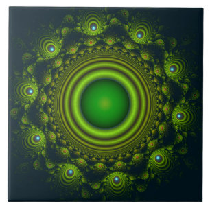 Azulejo Ornamento hipnótico fractal verde