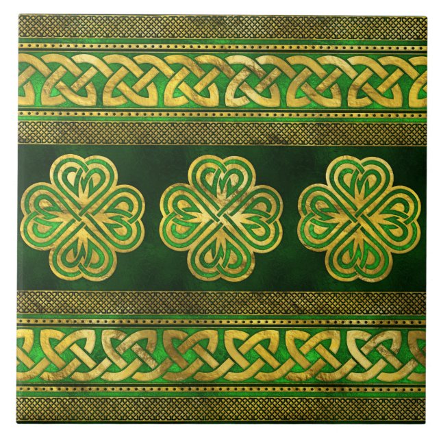 Azulejo Ornamento Shamrock de cuatro hojas (Frente)