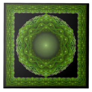 Azulejo Ornamento verde fractal