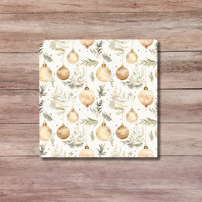 Azulejo Ornamentos de Navidad Boho Siglo moderno Neutral (Boho Christmas Ornaments Midcentury Modern Neutral Ceramic Tile)