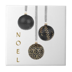 Azulejo Ornamentos de Navidad de Black Ball