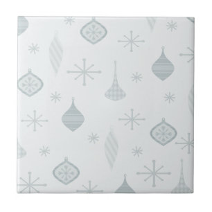 Azulejo Ornamentos de Navidad retro plateado