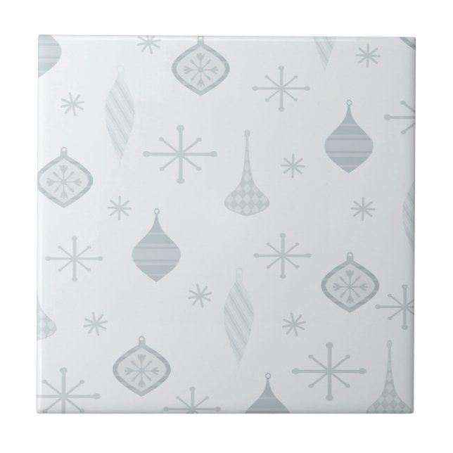 Azulejo Ornamentos de Navidad retro plateado (Frente)