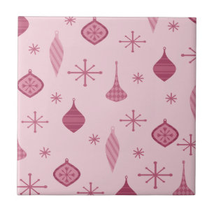 Azulejo Ornamentos de Navidad Retro Rojo