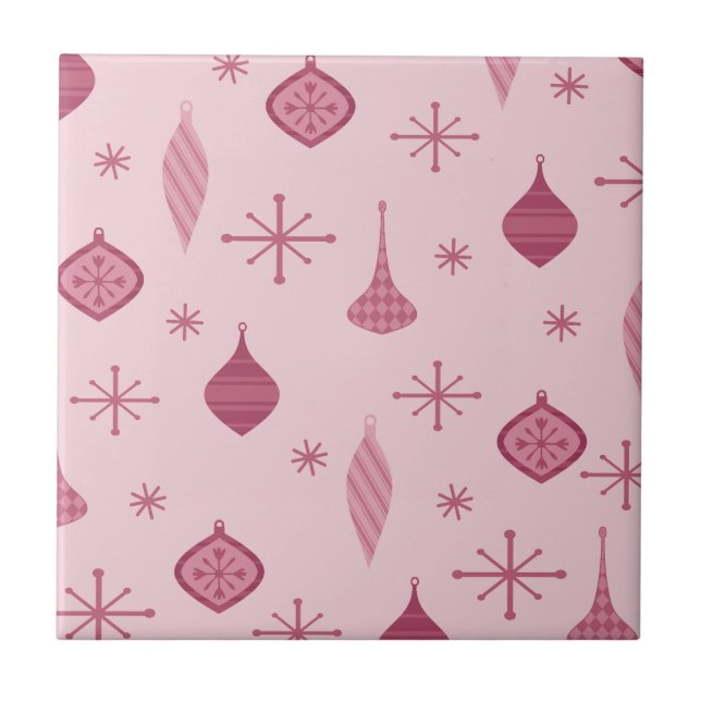 Azulejo Ornamentos de Navidad Retro Rojo (Frente)