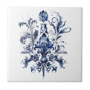 Azulejo Ornamentos Delft azules y blancos con flores