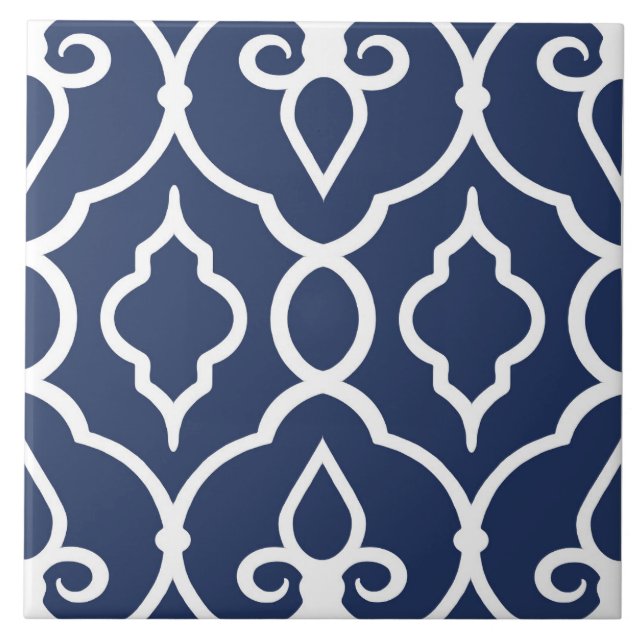 Azulejo Ornamentos modernos y elegantes en azul marino, bl (Frente)