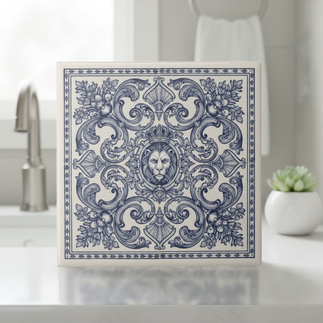 Azulejo Ornate Baroque Pattern Pat#1 Blue Ivory ID1194 (Subido por el creador)