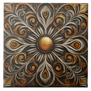 Azulejo Ornate Scrollwork con Golden Center2