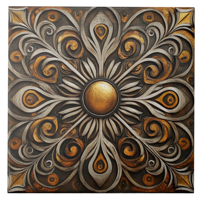 Azulejo Ornate Scrollwork con Golden Center2 (Frente)