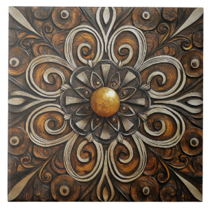 Azulejo Ornate Scrollwork con Golden Center 3