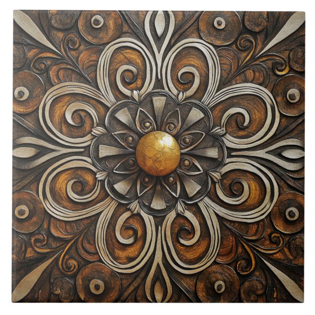 Azulejo Ornate Scrollwork con Golden Center 3 (Frente)