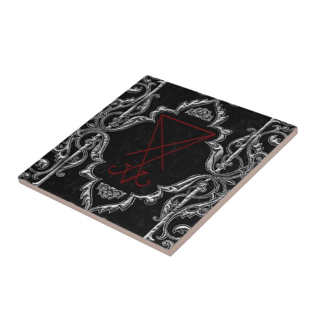 Azulejo Ornate Silver Lucifer Sigil Arte oculto (Lado)