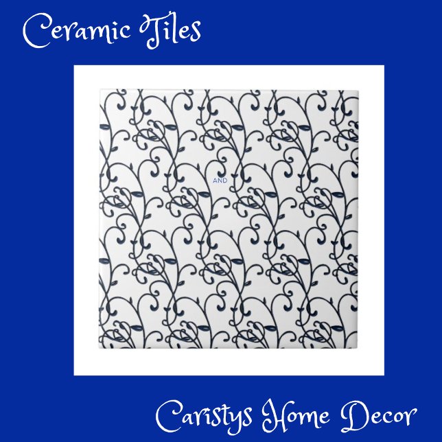 Azulejo Ornato blanco y azul florentino renacentista (Subido por el creador)