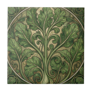 Azulejo Ornato Kale Verde Art Nouveau