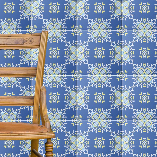 Azulejo Ornato mediterráneo amarillo azul elegante (Subido por el creador)