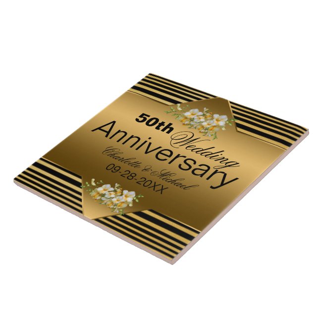 Azulejo Oro 50° Aniversario Boda (Lado)