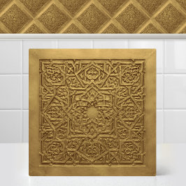 Azulejo Oro Antiguo Arabesco Geométrico Marroquí